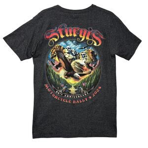 Sturgis T-Shirt 84th Anniversary Motorcycle Rally 2024 Eagle Mount Rushmore Gray